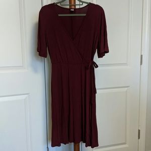 Wine colored wrap dress
